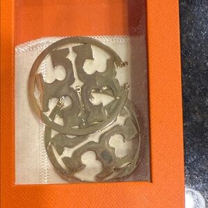 Tory Burch Gold Logo Hoop Earrings